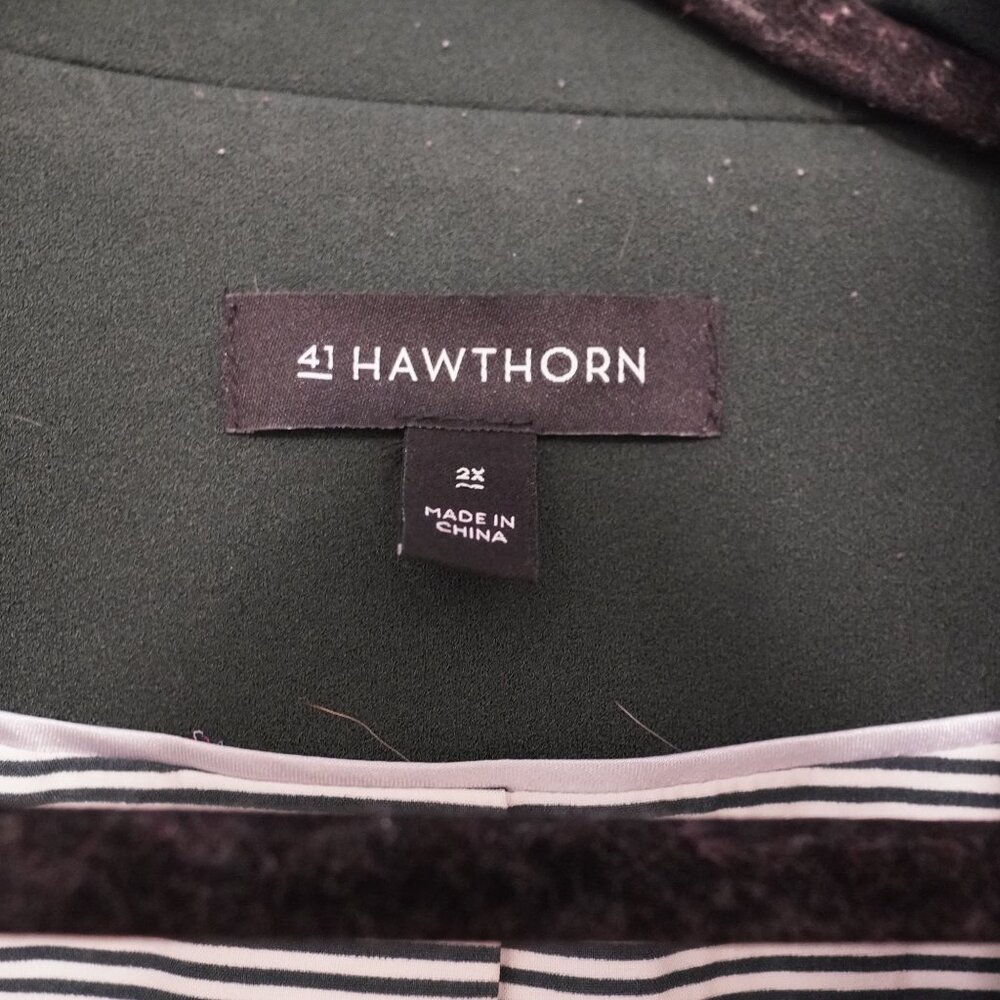 41 Hawthorn Dark Green Open Front Blazer 2X Striped Lining Career Jacket - Picture 2 of 4